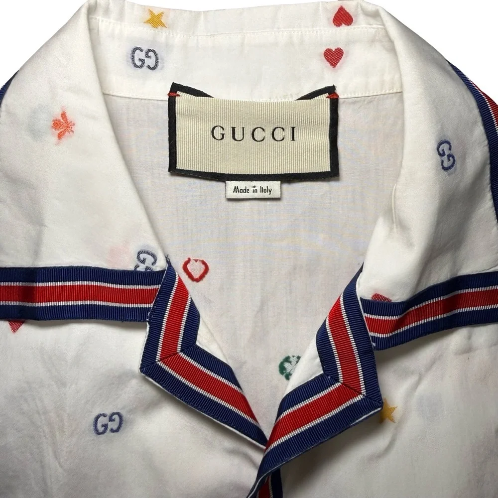 Gucci Fil Coupe Multi Symbol Bowling Shirt